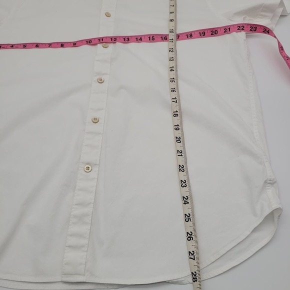 Crown & Ivy White Oxford Short Sleeve Button Shirt Sz L - Picture 6 of 8